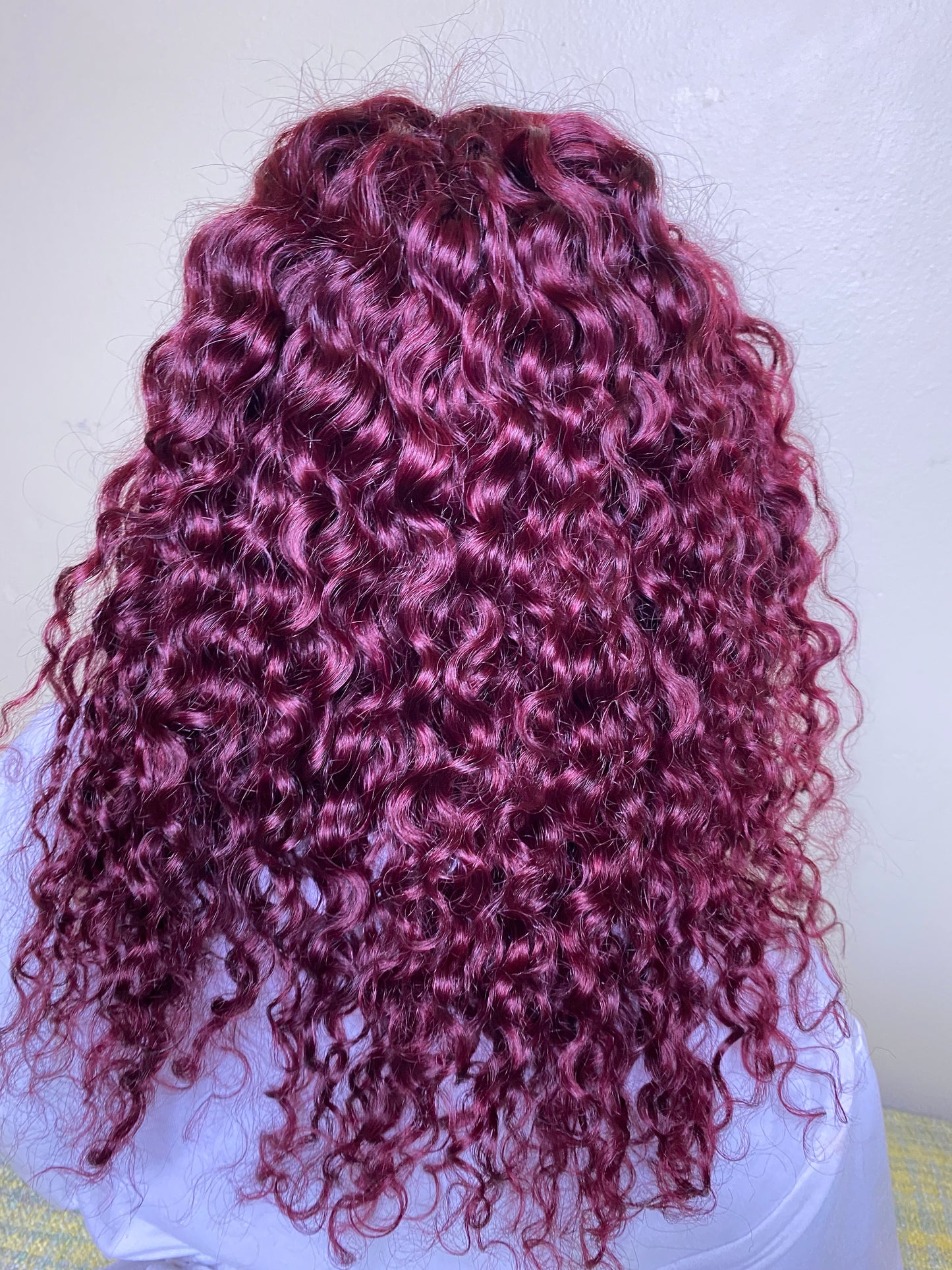 16" 13*4 Mina (Custom Plum Color) Deep Wave Transparent Lace Front Wig 150% Density Deep Wave Hair Texture