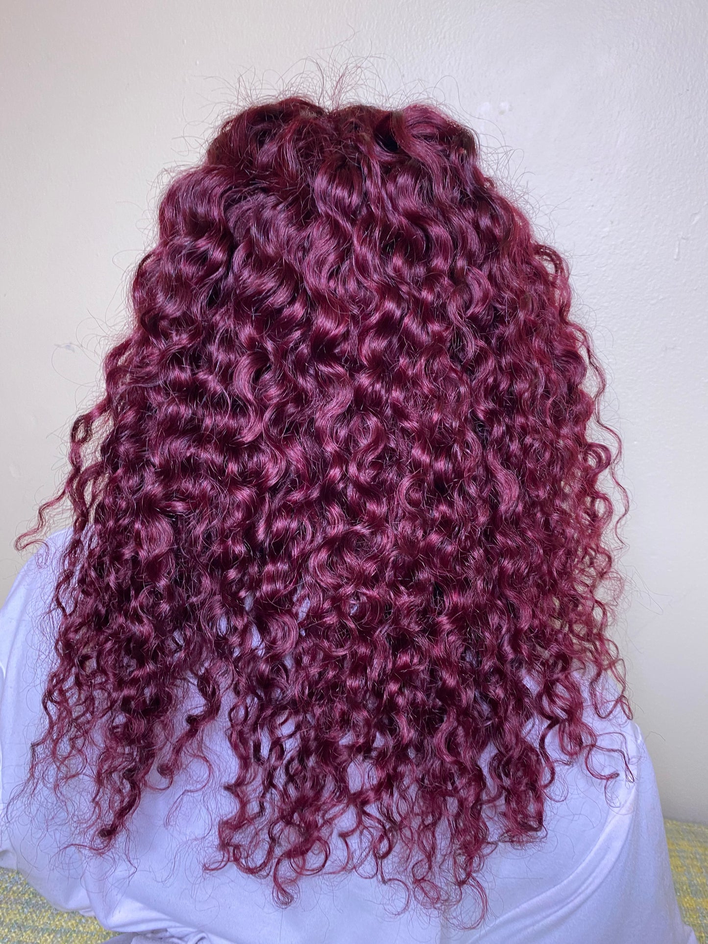 16" 13*4 Mina (Custom Plum Color) Deep Wave Transparent Lace Front Wig 150% Density Deep Wave Hair Texture