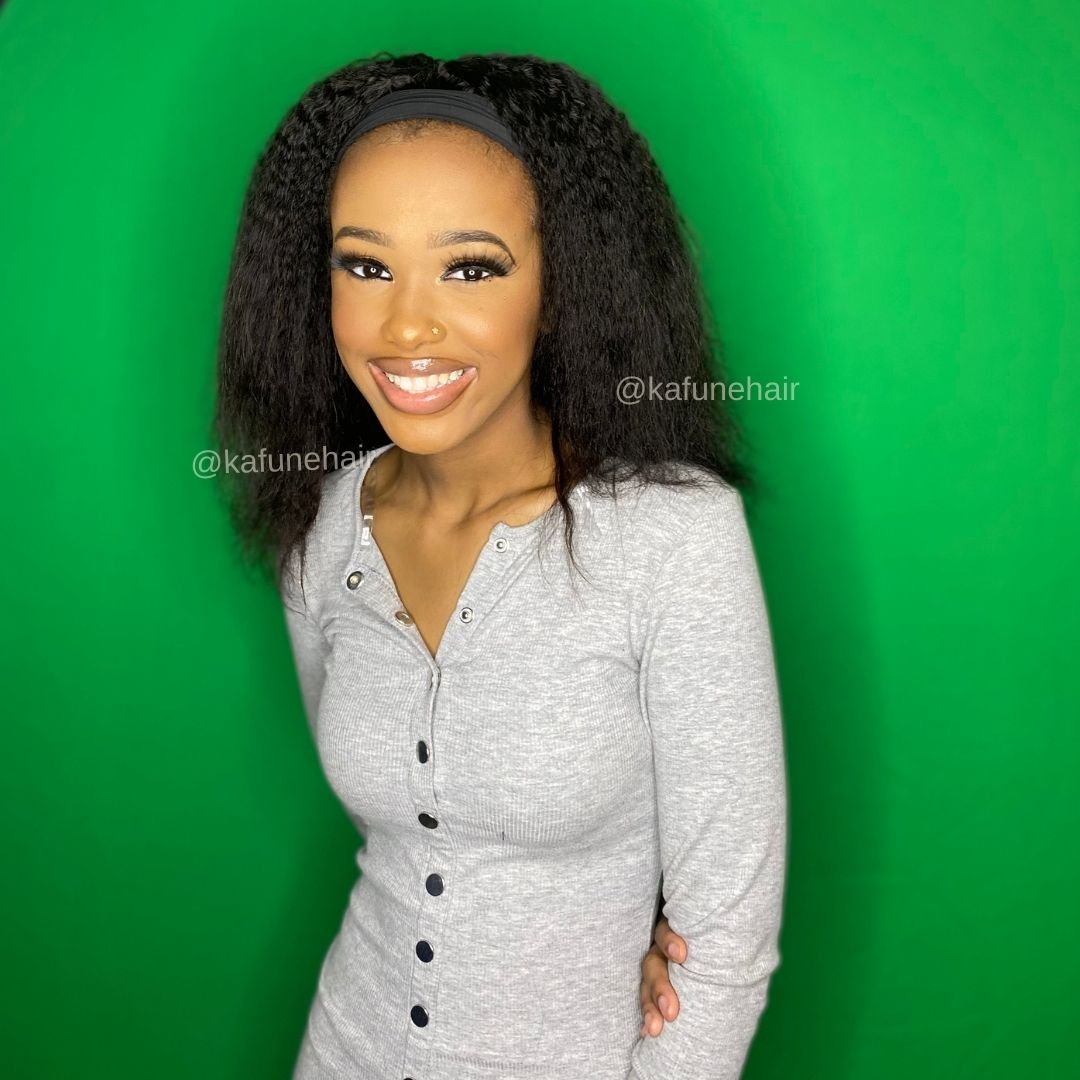 Kinky Straight Head band Wig - Available Next Business day shipping - Kafuné hair (Growing Upscale Hair LLC)