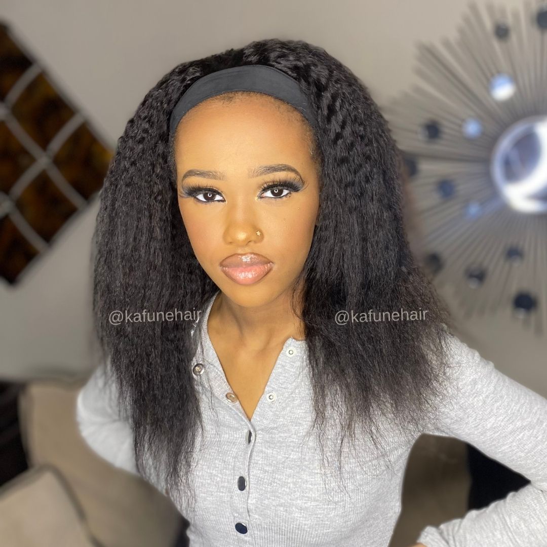 Kinky Straight Head band Wig - Available Next Business day shipping - Kafuné hair (Growing Upscale Hair LLC)
