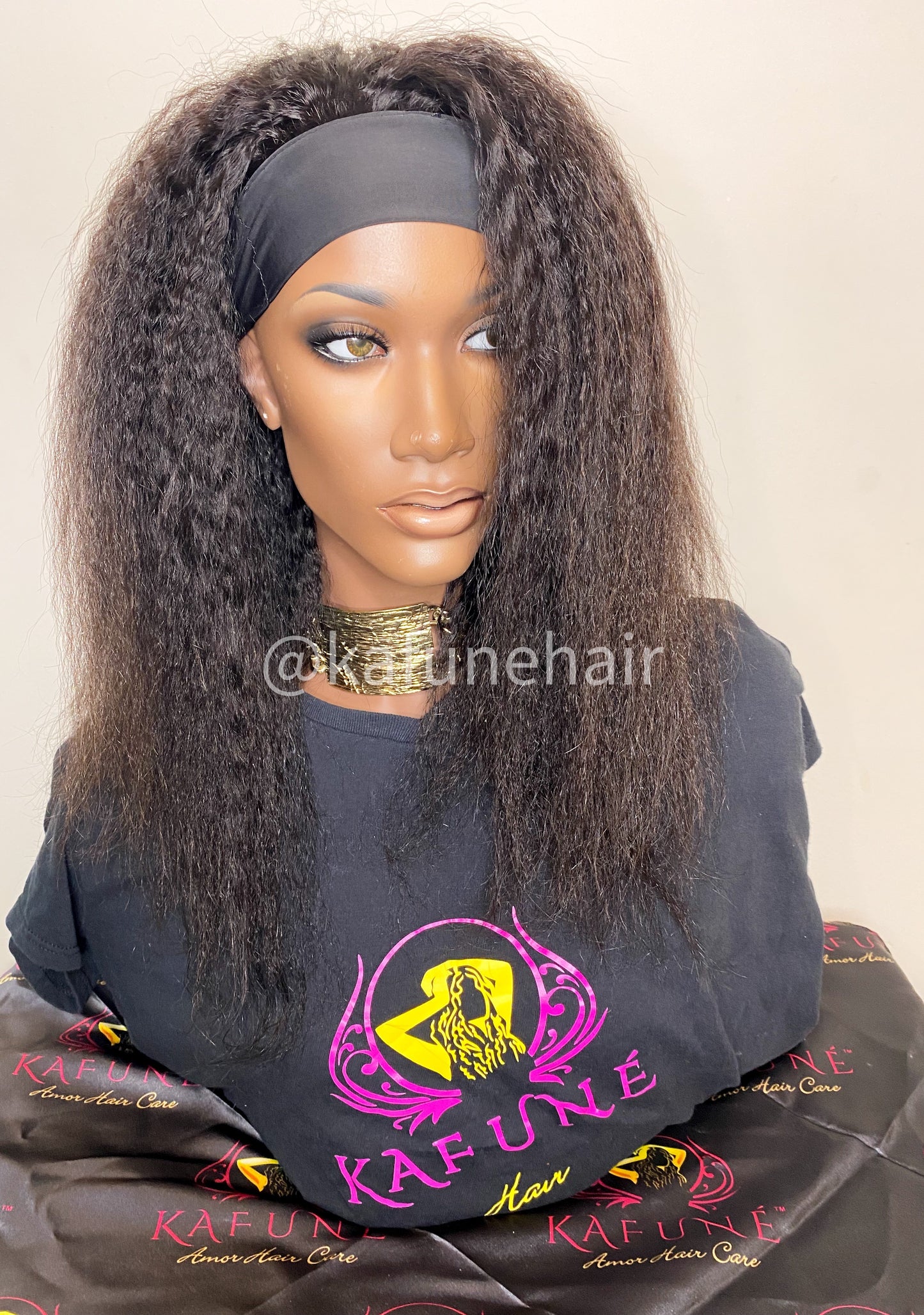 Kinky Straight Head band Wig - Kafuné hair (Growing Upscale Hair LLC)