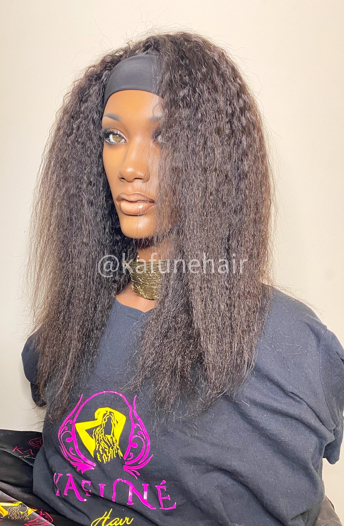 Kinky Straight Head band Wig - Kafuné hair (Growing Upscale Hair LLC)