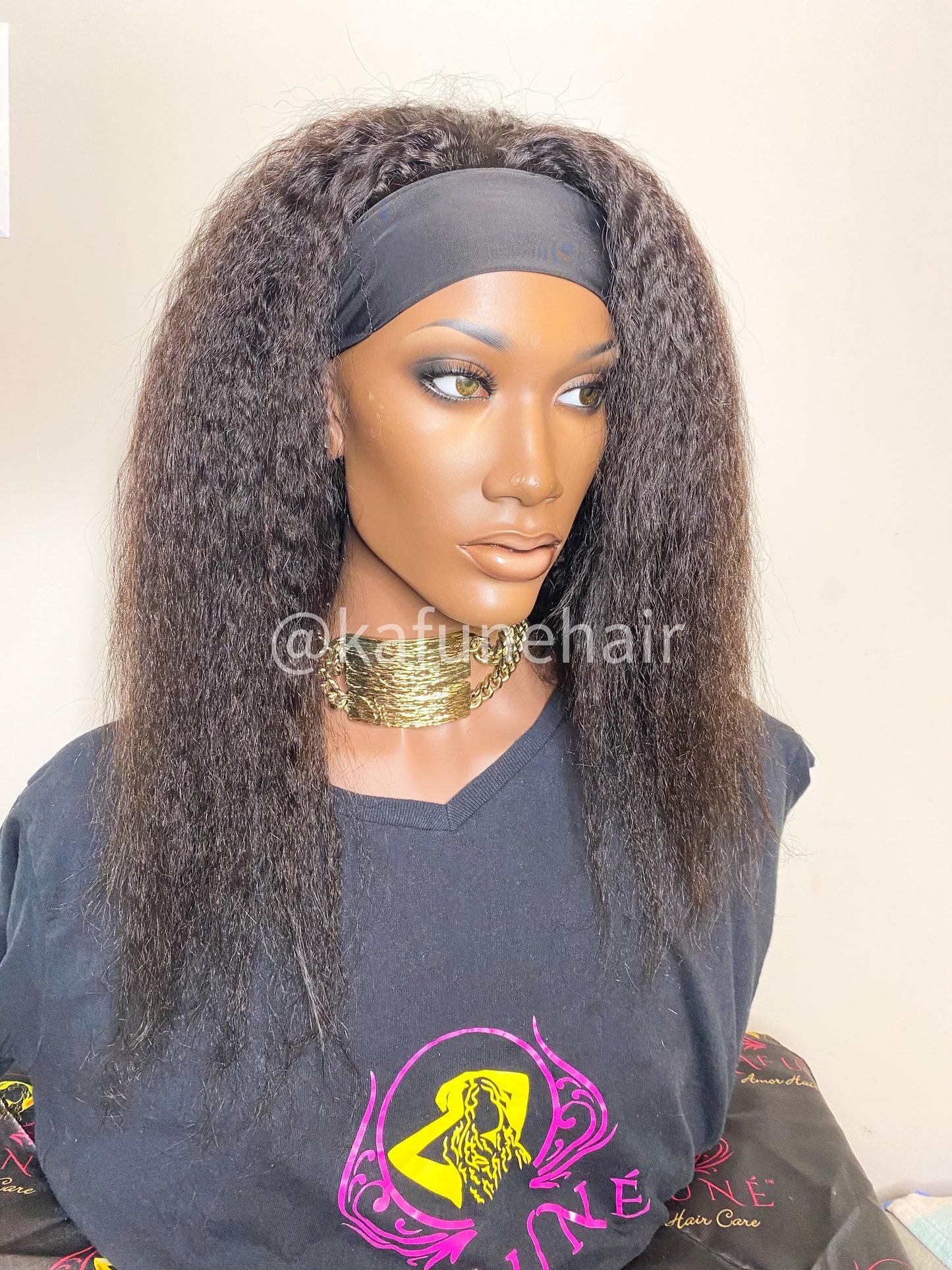 Kinky Straight Head band Wig - Kafuné hair (Growing Upscale Hair LLC)