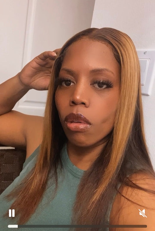 16”  Used closure lace wig- bob straight custom colored hair