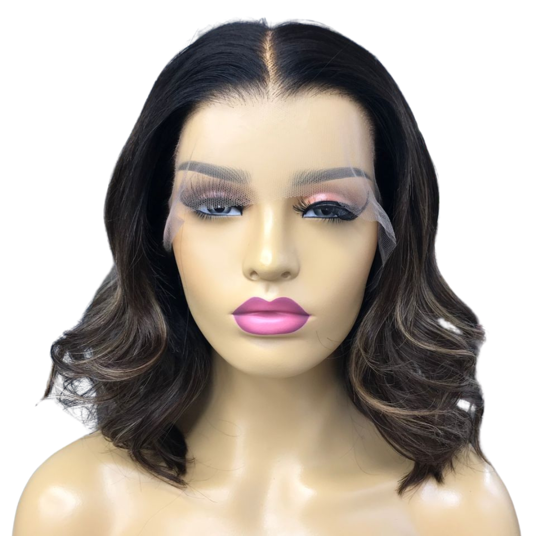 Jada HD 12" Layered Bob Lace Wavy Lace Front Wigs 100% Human Hair 150% Hair Density