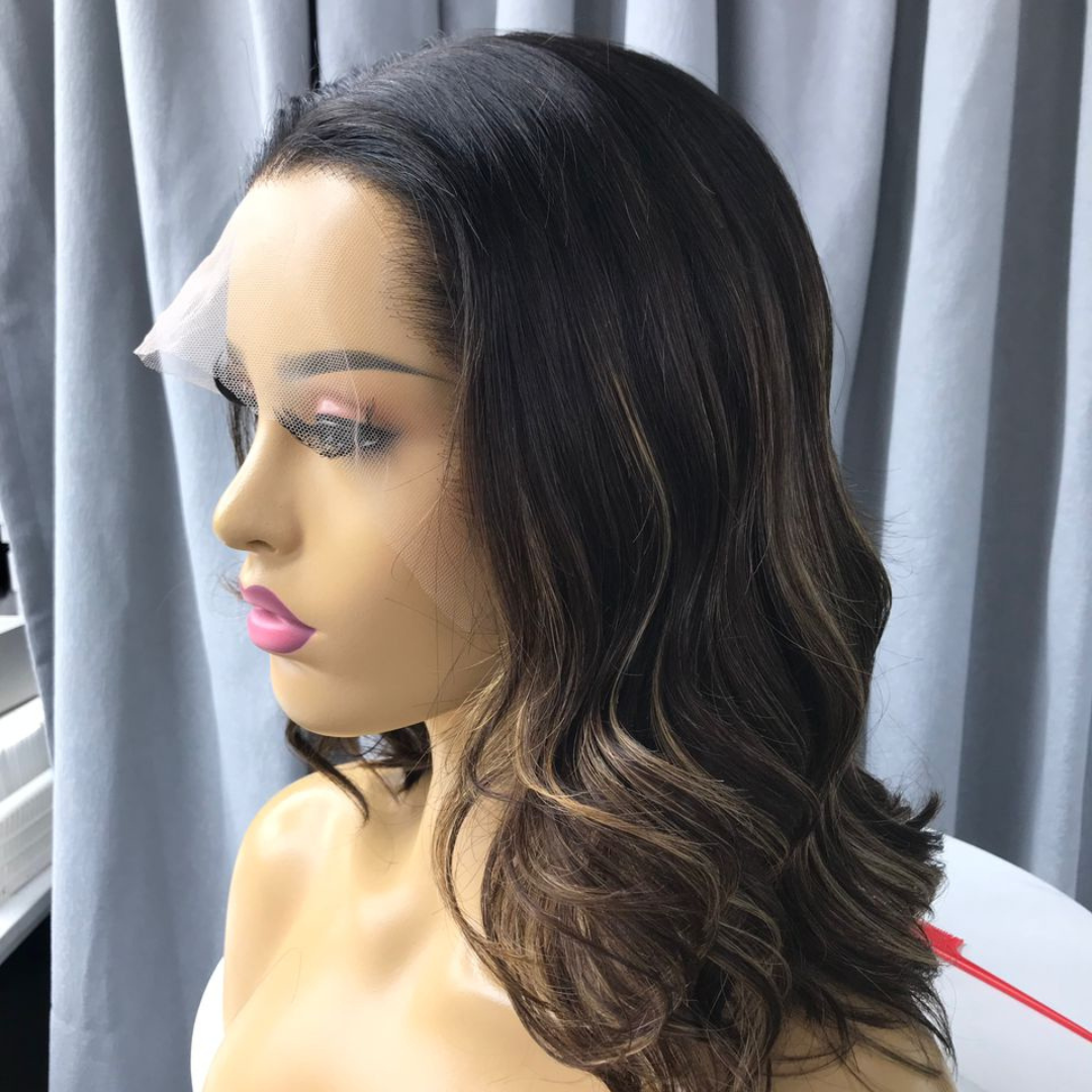 Jada HD 12" Layered Bob Lace Wavy Lace Front Wigs 100% Human Hair 150% Hair Density