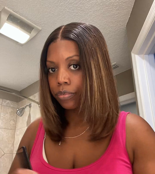 12 Used HD lace wig- bob straight custom colored hair