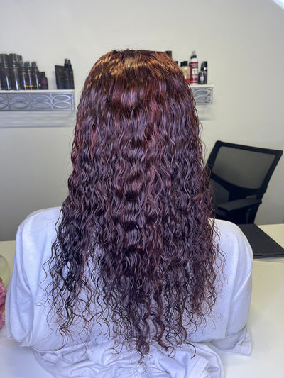 18” Wine Custom Colored Lace Front Wig Medium Cap Size