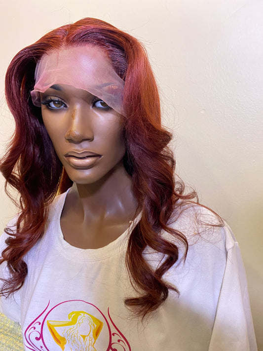 18" Rasheeda Stock color Mahoganey Dark Brown 13*4 Transparent Lace Frontal Custom Wig 150% Density