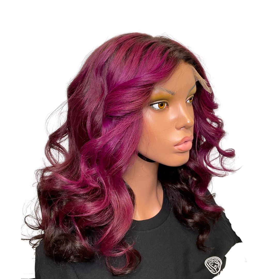 16"  Violet Layered Cut Custom colored HD LACE Closure Wig - Medium Cap - Kafuné hair (Growing Upscale Hair LLC)