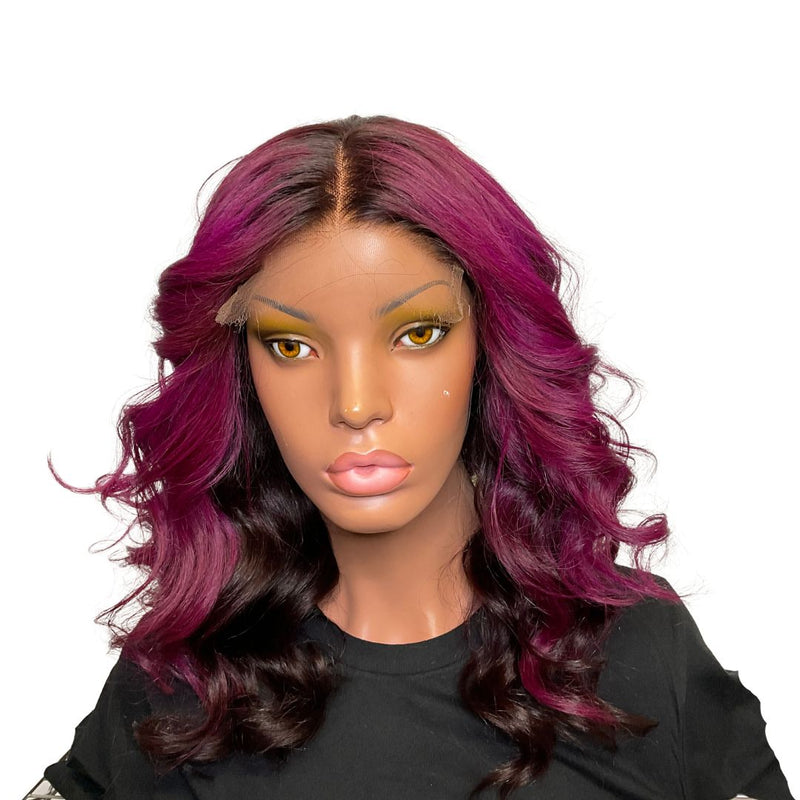 16"  Violet Layered Cut Custom colored HD LACE Closure Wig - Medium Cap - Kafuné hair (Growing Upscale Hair LLC)