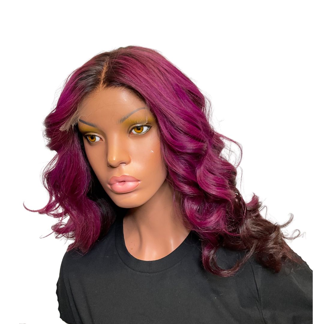 16"  Violet Layered Cut Custom colored HD LACE Closure Wig - Medium Cap - Kafuné hair (Growing Upscale Hair LLC)