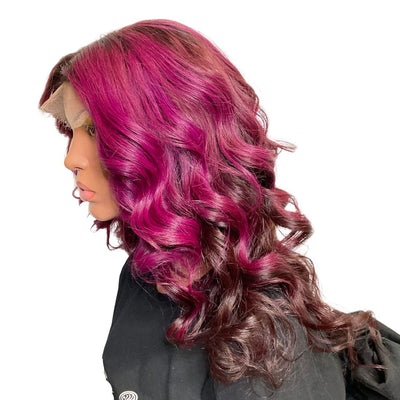 16"  Violet Layered Cut Custom colored HD LACE Closure Wig - Medium Cap - Kafuné hair (Growing Upscale Hair LLC)
