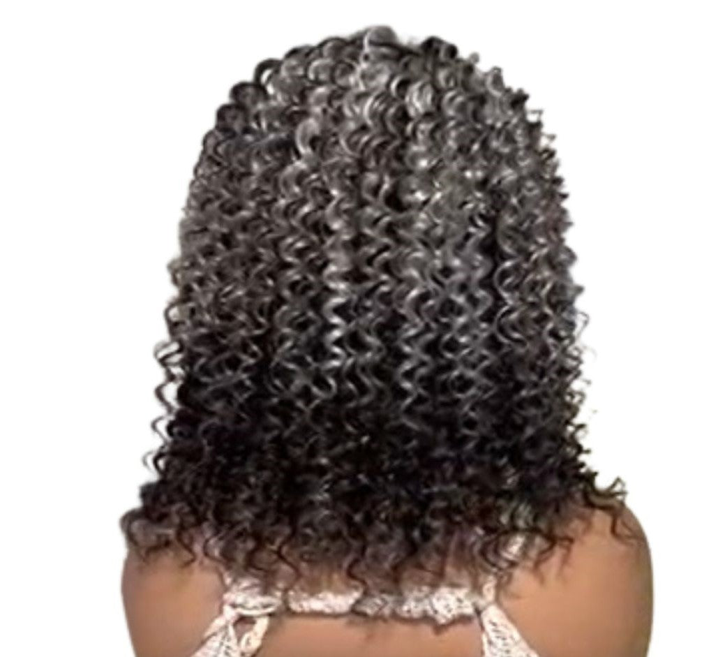 16" 13*4 Mila (Grey Highlighted Hair Color) Deep Wave Transparent Lace Front Wig 200% Density Deep Wave Hair Texture