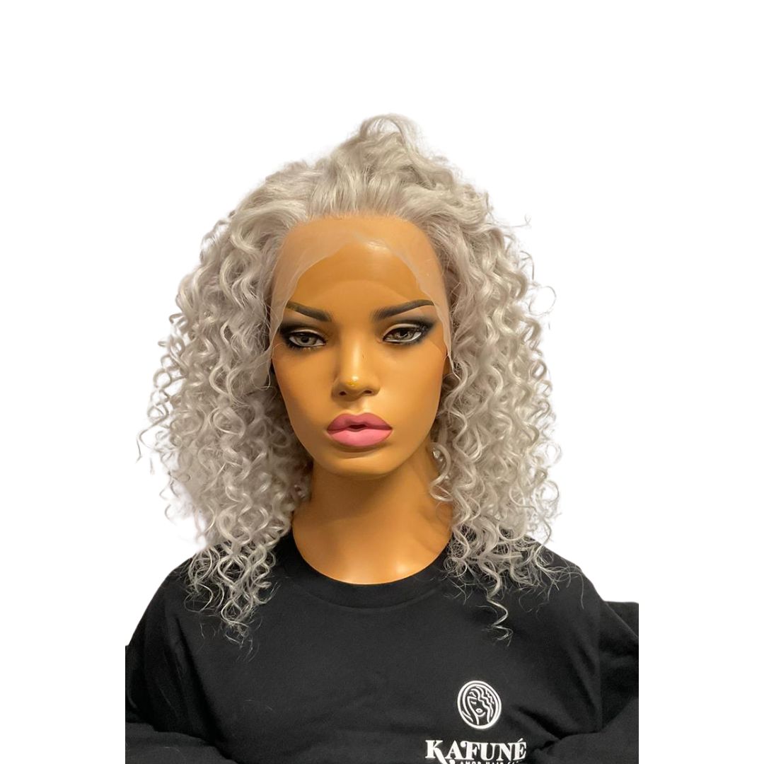 16" 13*4 Ana (Grey Hair Color)  Lace Front Wig 150% Density Deep Wave Hair Texture - Kafuné hair (Growing Upscale Hair LLC)