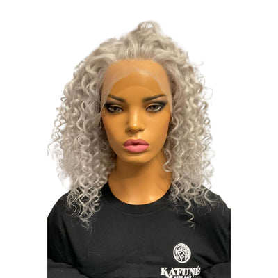 16" 13*4 Ana (Grey Hair Color)  Lace Front Wig 150% Density Deep Wave Hair Texture - Kafuné hair (Growing Upscale Hair LLC)