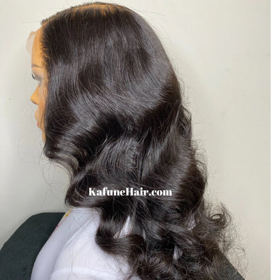 14" Nisha  Top Virgin Hair 13*4 Transparent 150% Density Lace Front Wig - Kafuné hair (Growing Upscale Hair LLC)