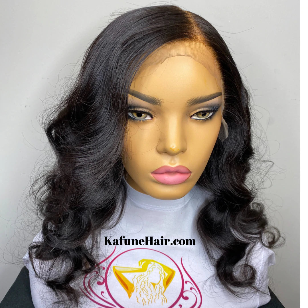 14" Nisha  Top Virgin Hair 13*4 Transparent 150% Density Lace Front Wig - Kafuné hair (Growing Upscale Hair LLC)