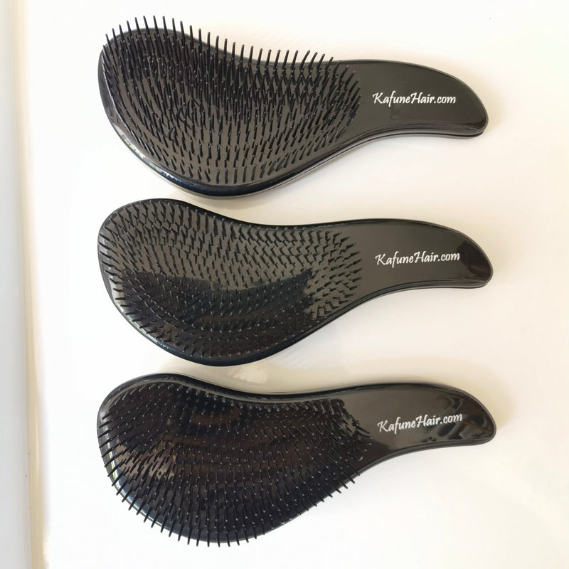 Black bristle paddle detangle detangling curly hair scalp massage extension comb and brush - Available Next Business Day Shipping - Kafuné hair (Growing Upscale Hair LLC)
