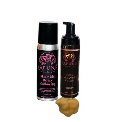 Our Melt Me Down Spray gives you a long-lasting yet comfortable hold, so you can have total confidence that your wig will stay perfectly in place all day while you’re out and about.   Our Hide Out Lace Tint Mousse makes it easy to achieve a natural-looking install by making it look as if your lace wig is growing out of your scalp. The mousse tints your lace while defining your baby hairs, so your installation is totally undetectable.