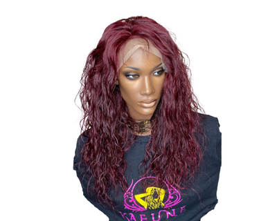16" Lynn 99J burgundy 13*4 transparent lace frontal custom wig 150% density - Kafuné hair (Growing Upscale Hair LLC)