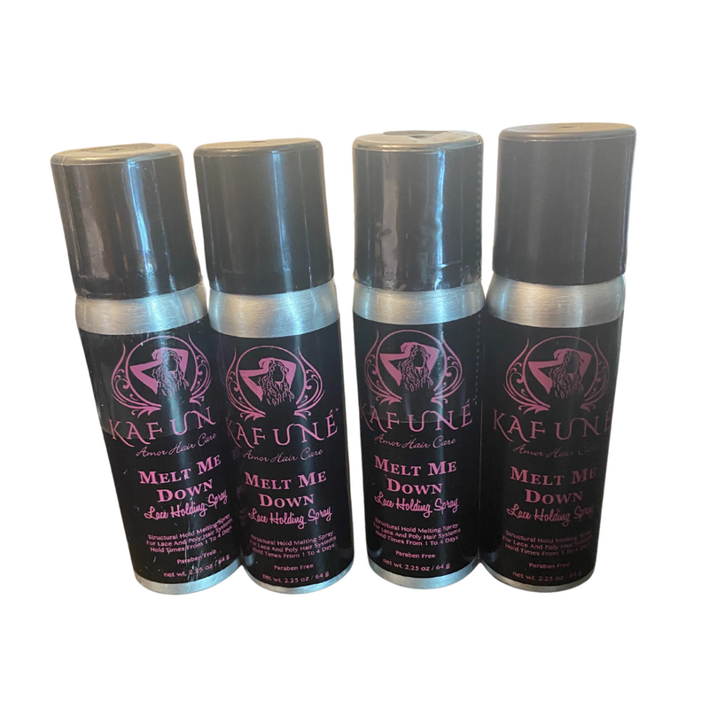CLEARANCE - LABEL PACKAGING -Melt Me Down Lace Melting and Holding Spray Hair for lace wig- SMALL - Kafuné hair (Growing Upscale Hair LLC)