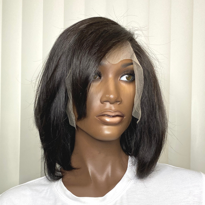 10" Custom Layered Cut Dominica 13*4 Transparent lace Machine Premade Bob Wig 120% Density  Lace Front Wig - Kafuné hair (Growing Upscale Hair LLC)
