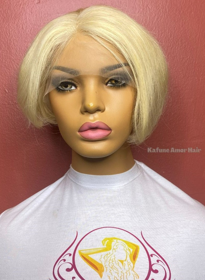 8" 613 Blonde Pixie Styled Straight Lace Front wig - Kafuné hair (Growing Upscale Hair LLC)