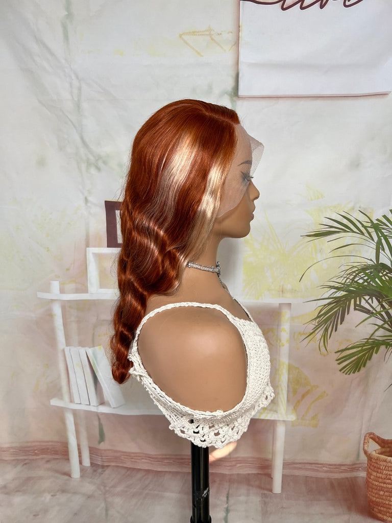 20" Vina Lace Front Wig Ginger Colored Back Blonde in the Front