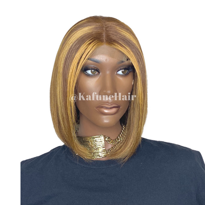 10" Straight highlights Color 3x4 closure bob wig - Kafuné hair (Growing Upscale Hair LLC)