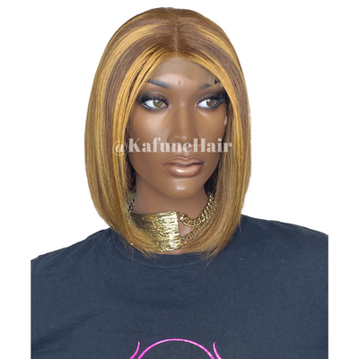 10" Straight highlights Color 3x4 closure bob wig - Kafuné hair (Growing Upscale Hair LLC)